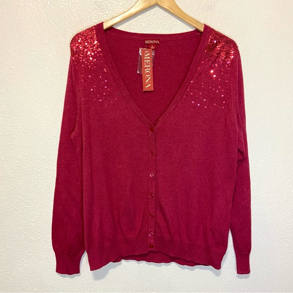 Merona Sweaters - NWT Merona Sequin Button Up Cardigan Sweater